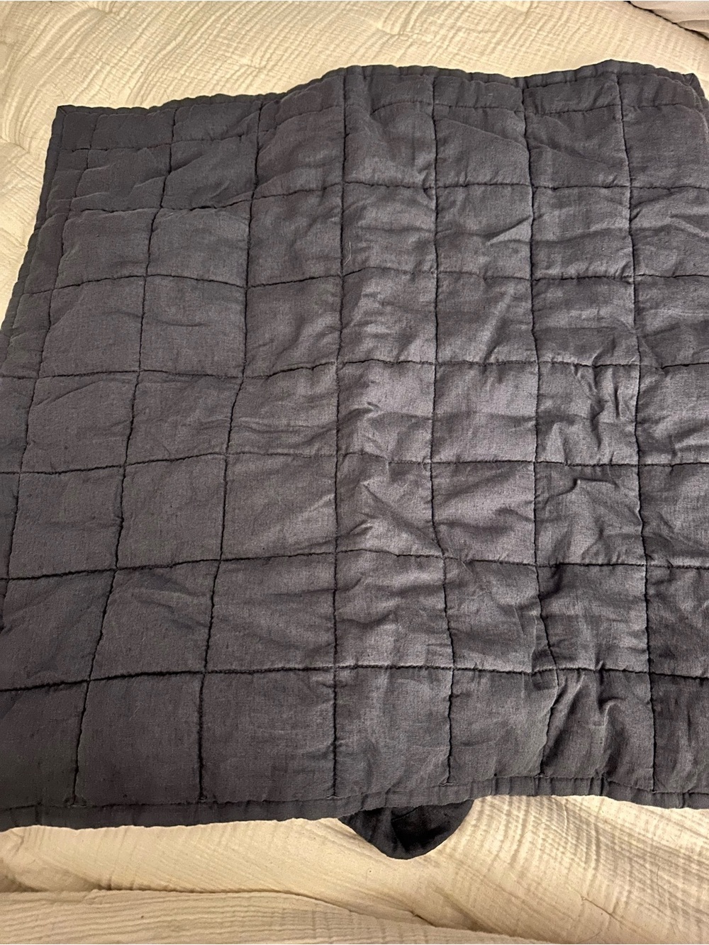 QUINCE Quilted Linen Euro Pillow Sham 26x26 Nightfall Blue Grey - NWOT